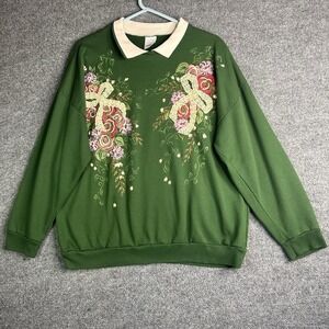 Vintage Act 11 Floral Print Pullover Sweatshirt Womens Size‎ Xl
